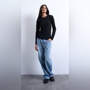 Topshop Long sleeve everyday tee in black